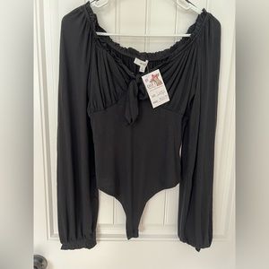 NEW black bodysuit, size large